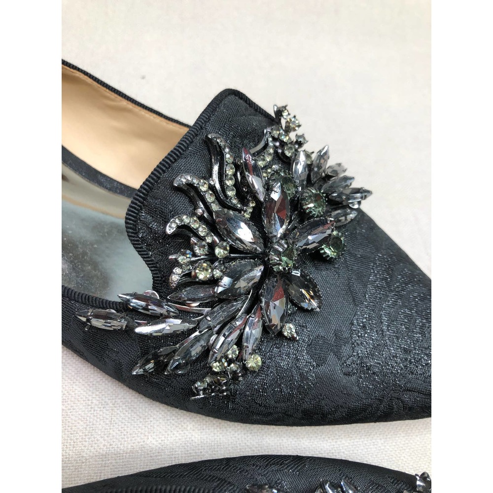 Badgley Mischka Women’s Mandy Loafer Flat , Black Jacquard, Rhinestones, Sz 5.5 - Picture 4 of 6